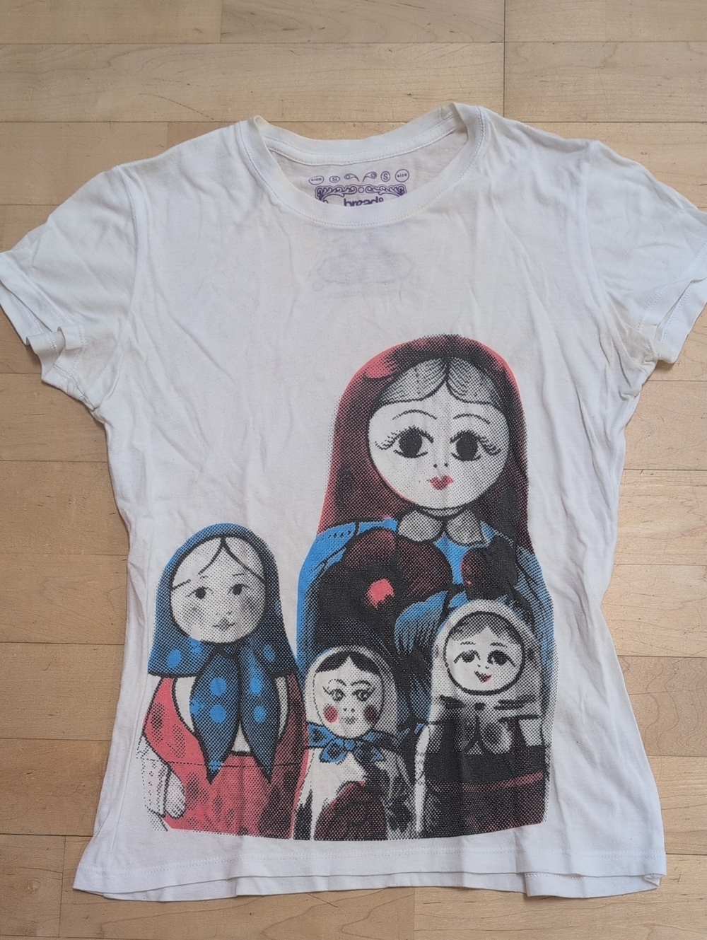 bread & butter Russian Dolls Graphic Short Sleeve Tee White & Blue Small